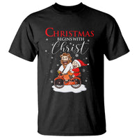 Christmas Begins With Christ Jesus Santa Riding Bicycle T Shirt - Wonder Print Shop