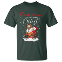 Christmas Begins With Christ Jesus Santa Riding Bicycle T Shirt - Wonder Print Shop