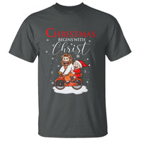 Christmas Begins With Christ Jesus Santa Riding Bicycle T Shirt - Wonder Print Shop