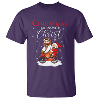 Christmas Begins With Christ Jesus Santa Riding Bicycle T Shirt - Wonder Print Shop