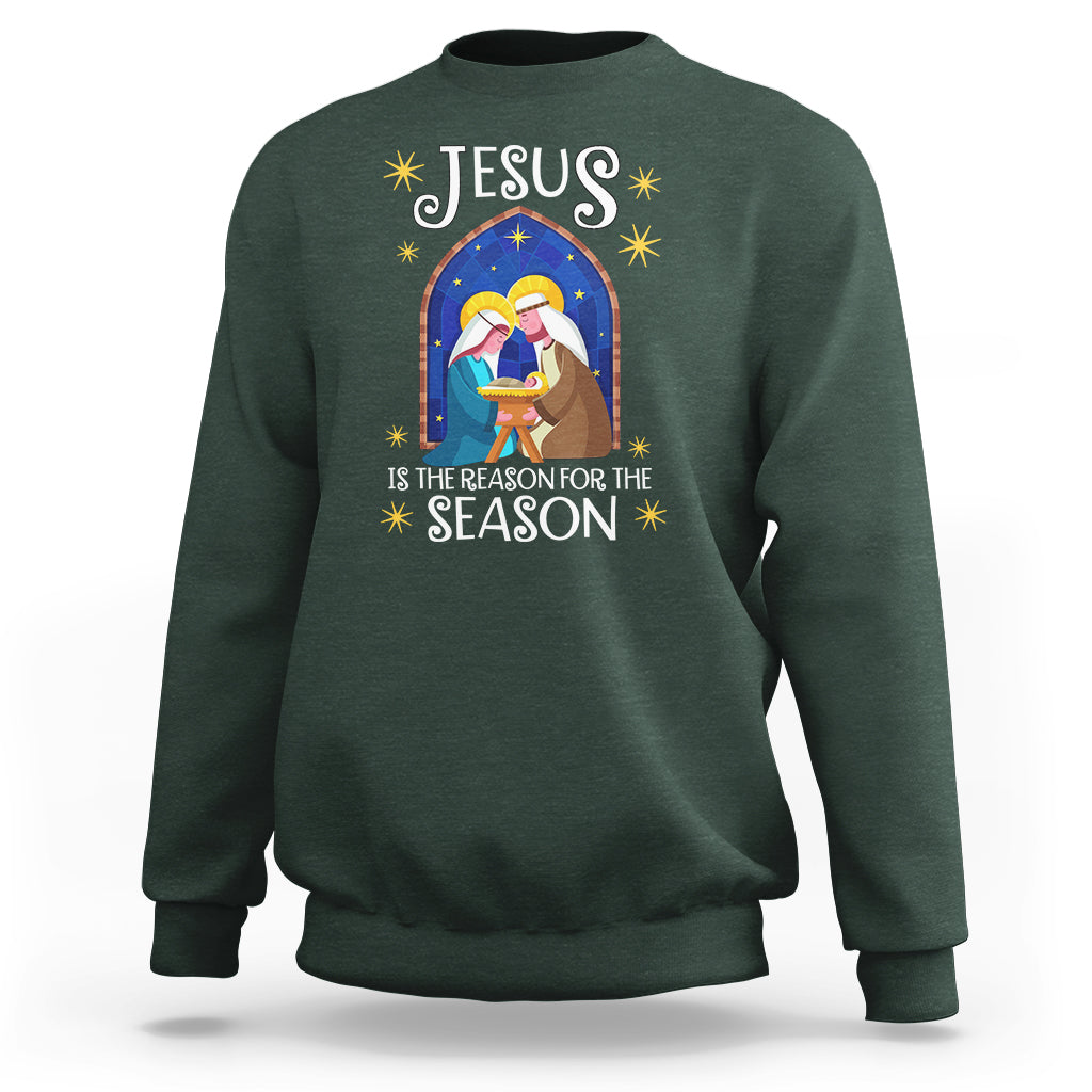 Jesus Is The Reason For The Season Christmas Nativity Sweatshirt - Wonder Print Shop