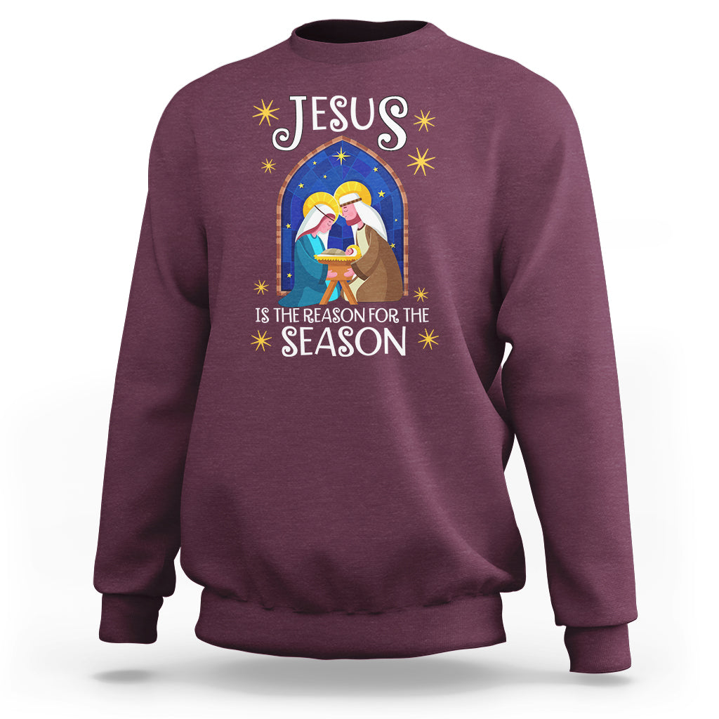 Jesus Is The Reason For The Season Christmas Nativity Sweatshirt - Wonder Print Shop