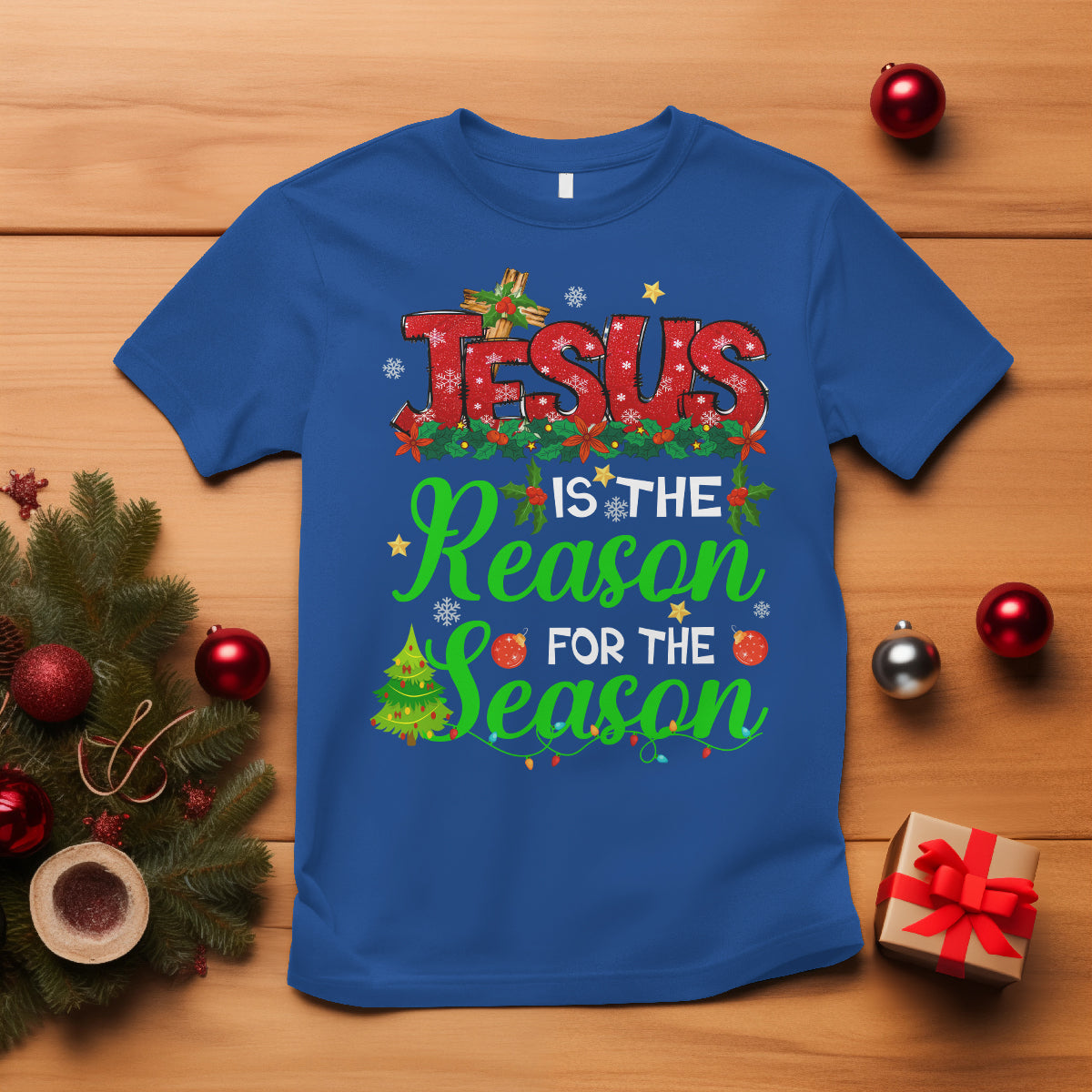 Christmas T Shirt Jesus Is The Reason For The Season - Wonder Print Shop
