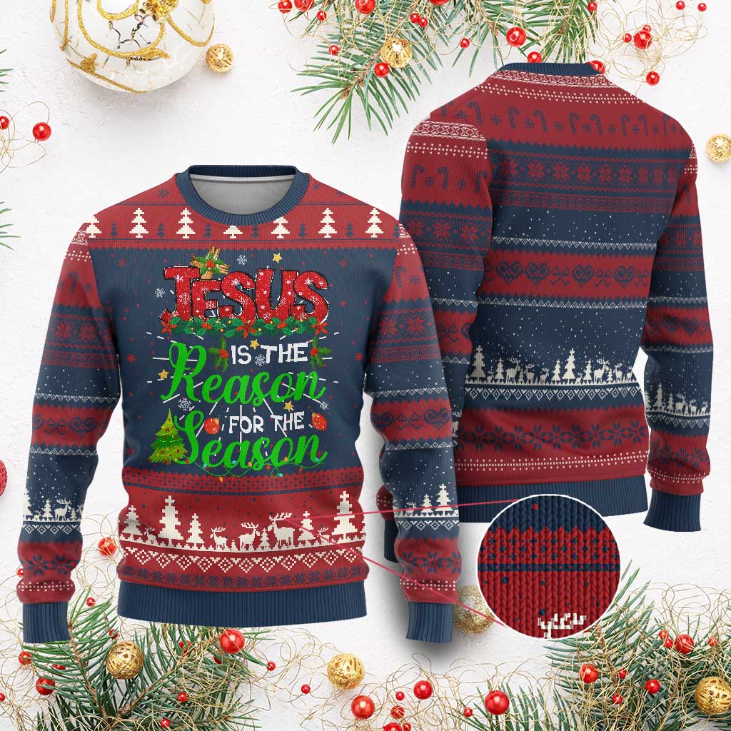 Christian Ugly Christmas Sweater Jesus Is The Reason For The Season - Wonder Print Shop