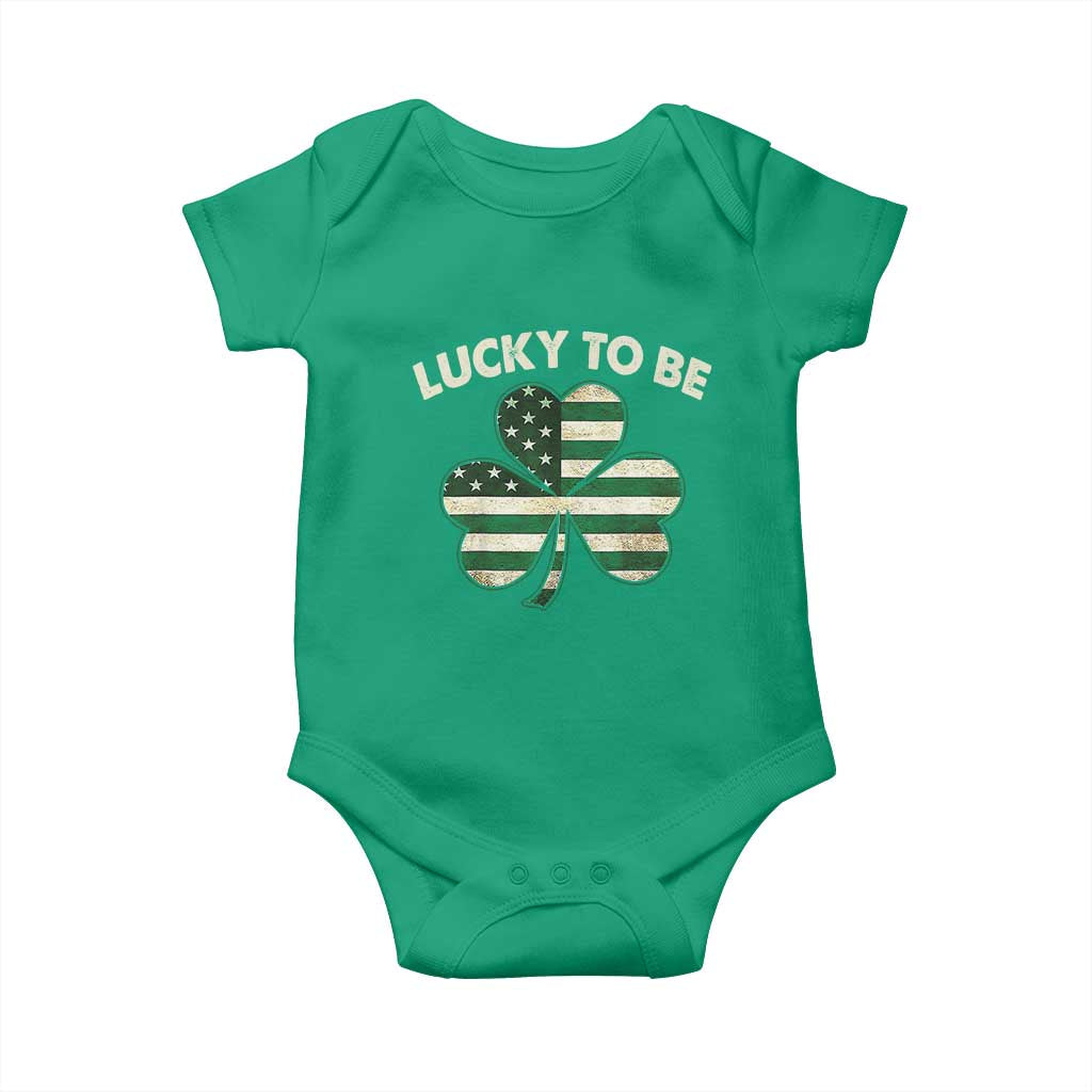 St. Patrick's Day Patriotic America Pride Baby Onesie Lucky To Be American
