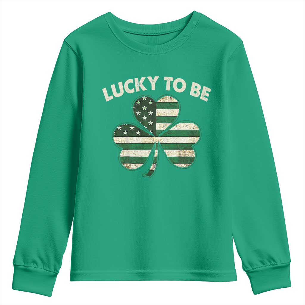 St. Patrick's Day Patriotic America Pride Youth Sweatshirt Lucky To Be American