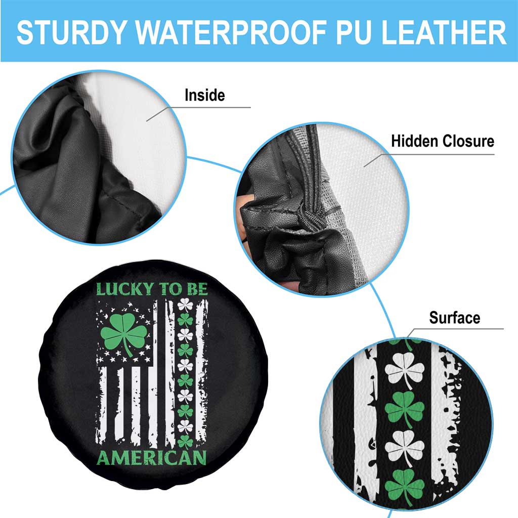 St. Patrick's Day Patriotic America Pride Spare Tire Cover Lucky To Be American Shamrock Flag