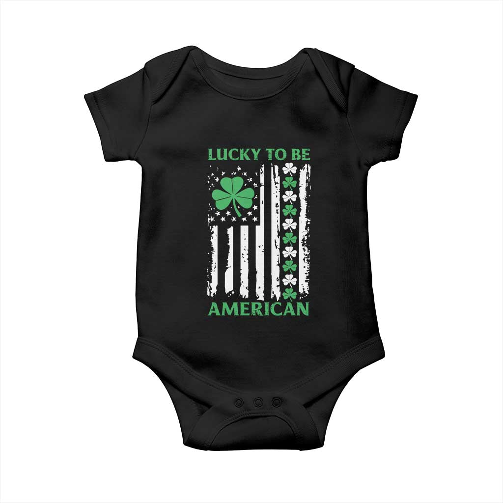St. Patrick's Day Patriotic America Pride Baby Onesie Lucky To Be American Shamrock Flag