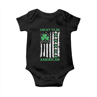 St. Patrick's Day Patriotic America Pride Baby Onesie Lucky To Be American Shamrock Flag