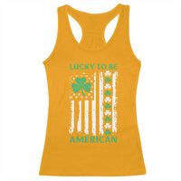 St. Patrick's Day Patriotic America Pride Racerback Tank Top Lucky To Be American Shamrock Flag