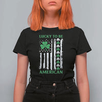 St. Patrick's Day Patriotic America Pride T Shirt For Women Lucky To Be American Shamrock Flag