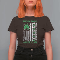 St. Patrick's Day Patriotic America Pride T Shirt For Women Lucky To Be American Shamrock Flag
