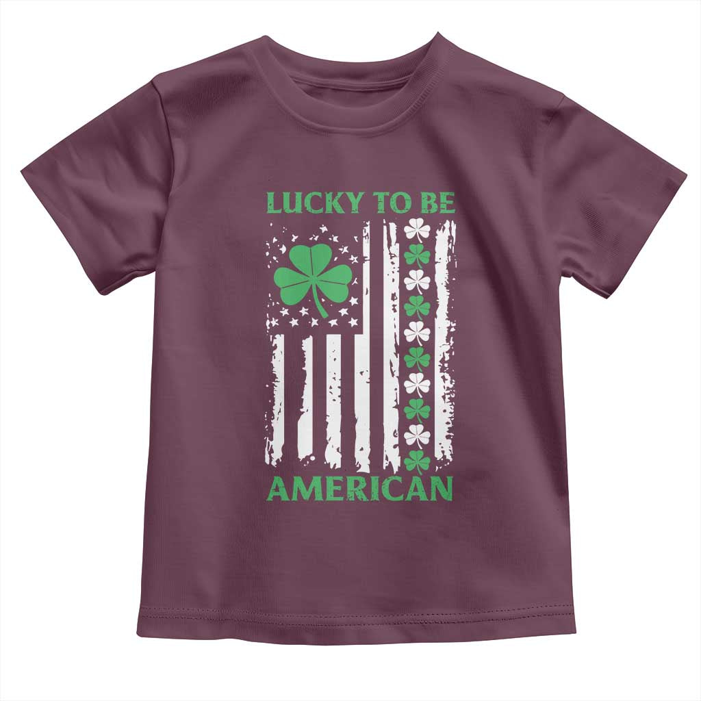 St. Patrick's Day Patriotic America Pride Toddler T Shirt Lucky To Be American Shamrock Flag