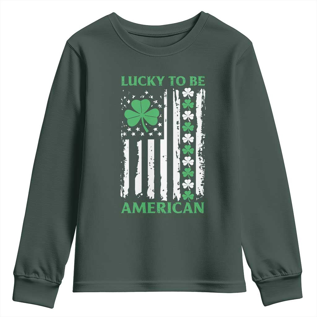 St. Patrick's Day Patriotic America Pride Youth Sweatshirt Lucky To Be American Shamrock Flag