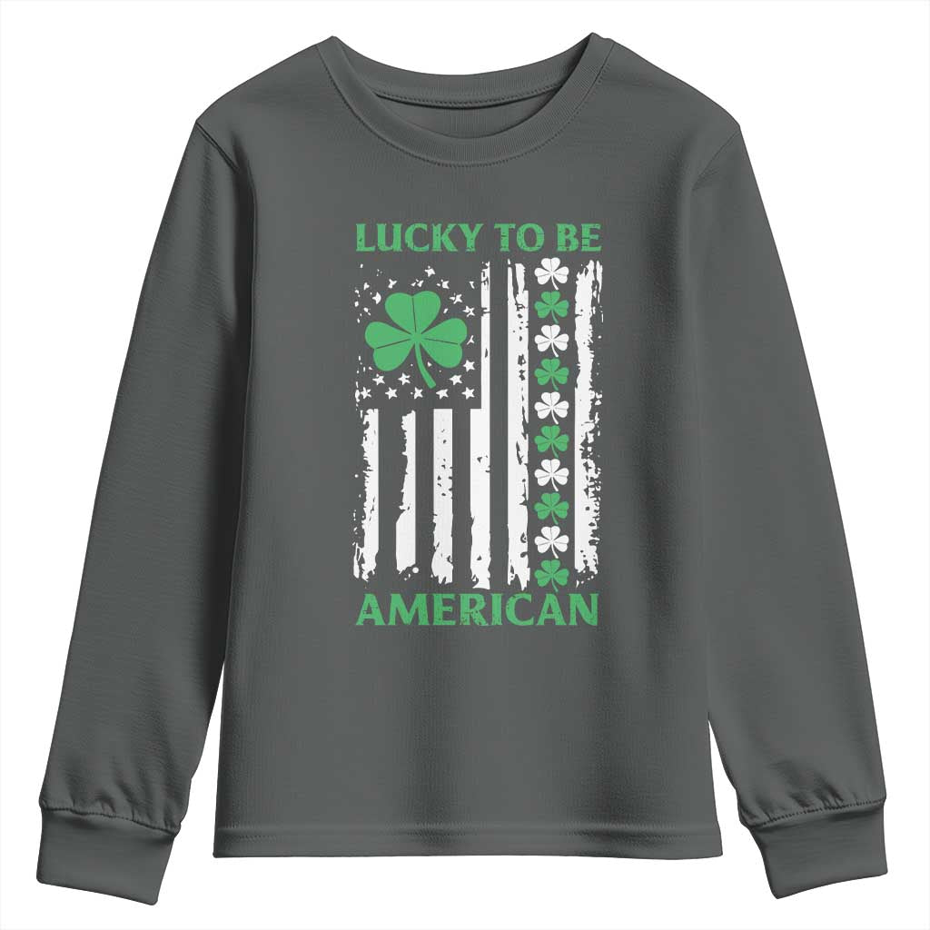 St. Patrick's Day Patriotic America Pride Youth Sweatshirt Lucky To Be American Shamrock Flag