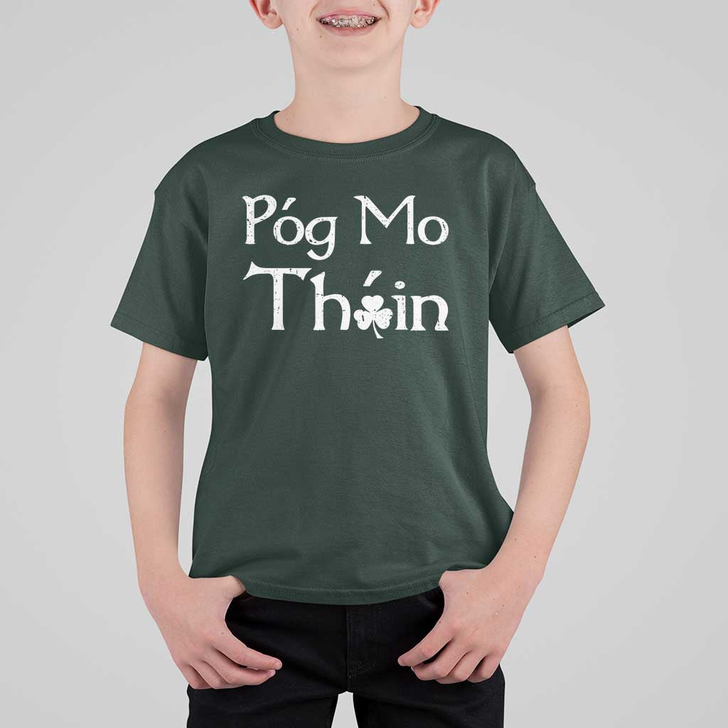 Funny St. Patrick's Day T Shirt For Kid Pog Mo Thoin Gaelic Saying Kiss My Ass