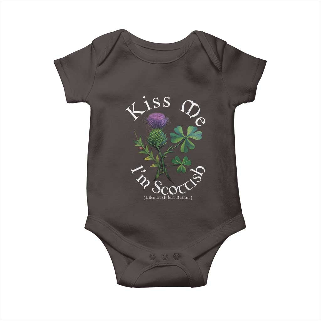 Funny St. Patrick's Day Baby Onesie Kiss Me I'm Scottish