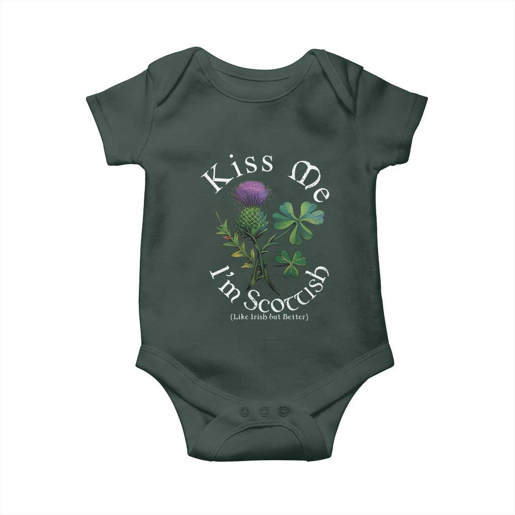 Funny St. Patrick's Day Baby Onesie Kiss Me I'm Scottish