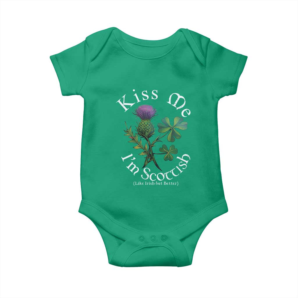 Funny St. Patrick's Day Baby Onesie Kiss Me I'm Scottish
