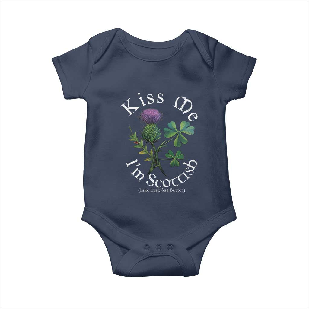Funny St. Patrick's Day Baby Onesie Kiss Me I'm Scottish