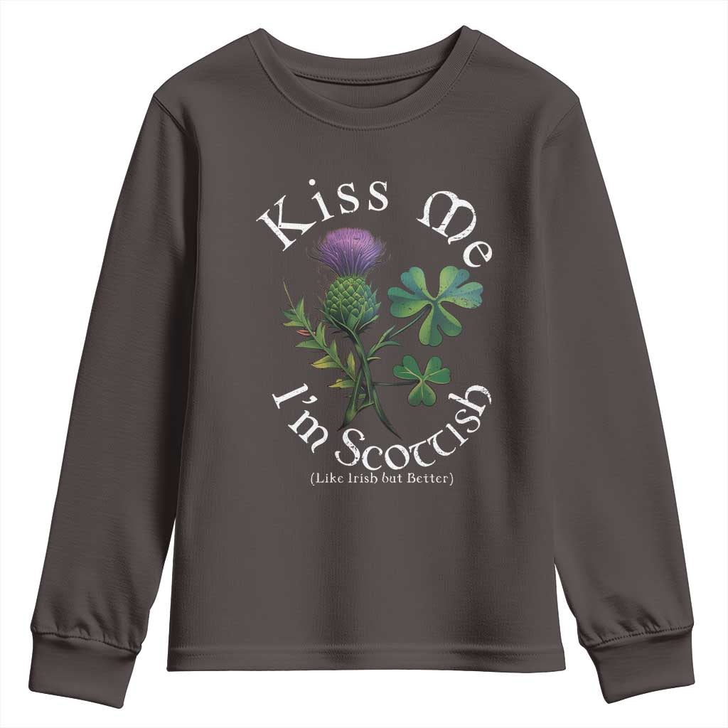Funny St. Patrick's Day Youth Sweatshirt Kiss Me I'm Scottish