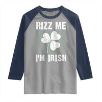 Funny St. Patrick's Day Raglan Shirt Rizz Me I'm Irish