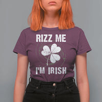 Funny St. Patrick's Day T Shirt For Women Rizz Me I'm Irish