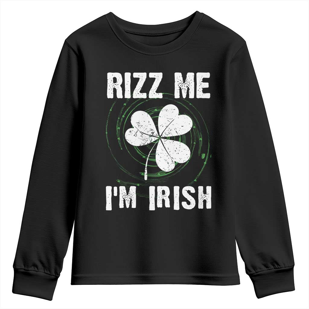 Funny St. Patrick's Day Youth Sweatshirt Rizz Me I'm Irish