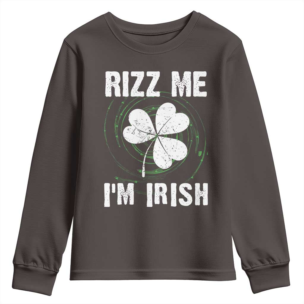 Funny St. Patrick's Day Youth Sweatshirt Rizz Me I'm Irish