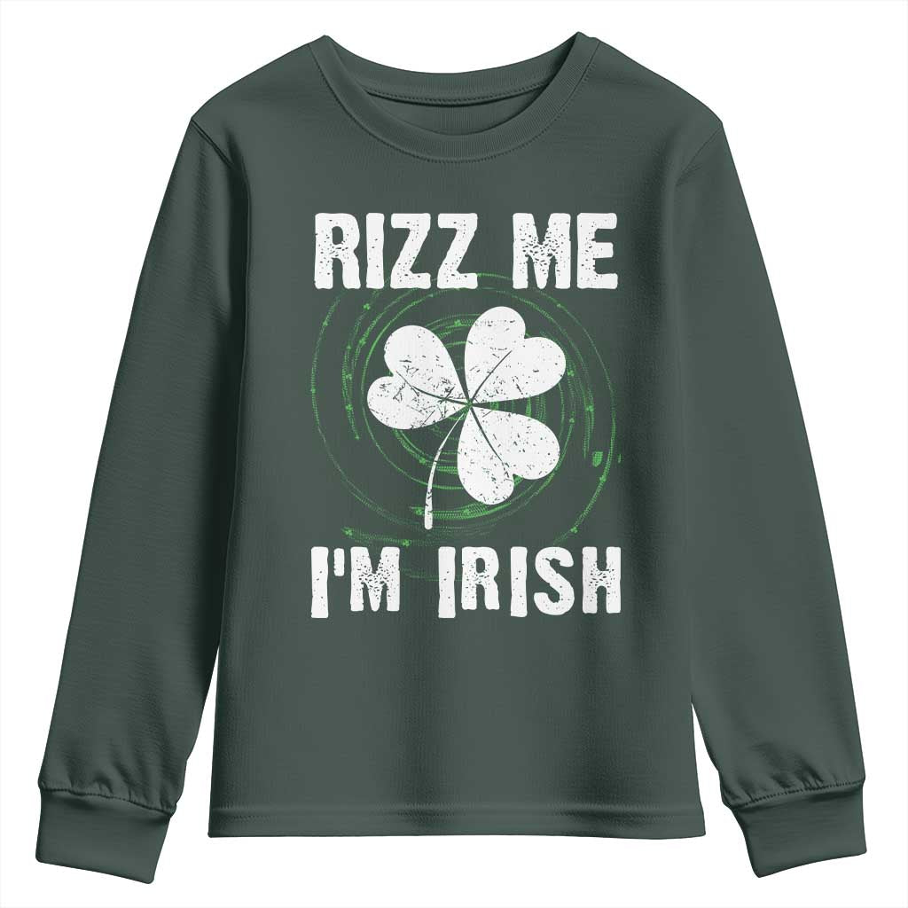 Funny St. Patrick's Day Youth Sweatshirt Rizz Me I'm Irish
