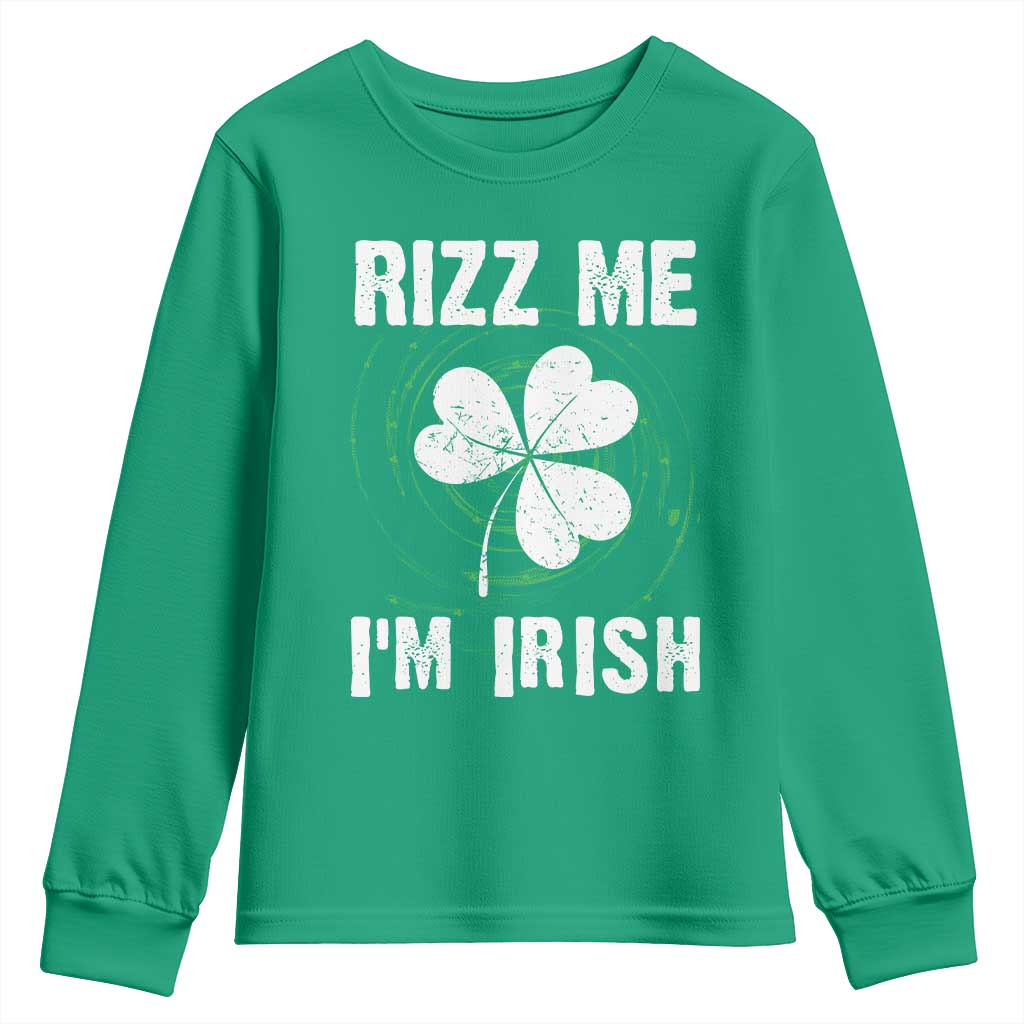 Funny St. Patrick's Day Youth Sweatshirt Rizz Me I'm Irish