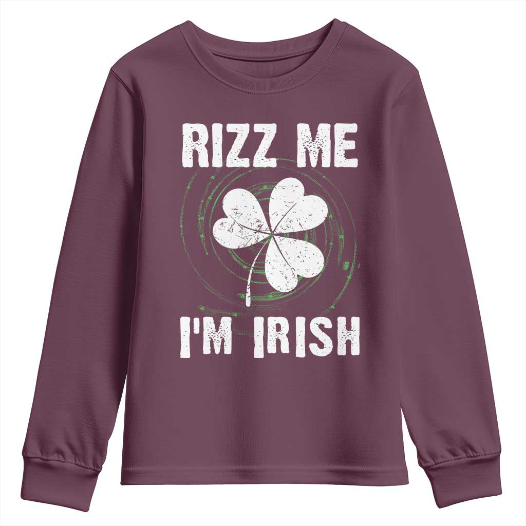 Funny St. Patrick's Day Youth Sweatshirt Rizz Me I'm Irish