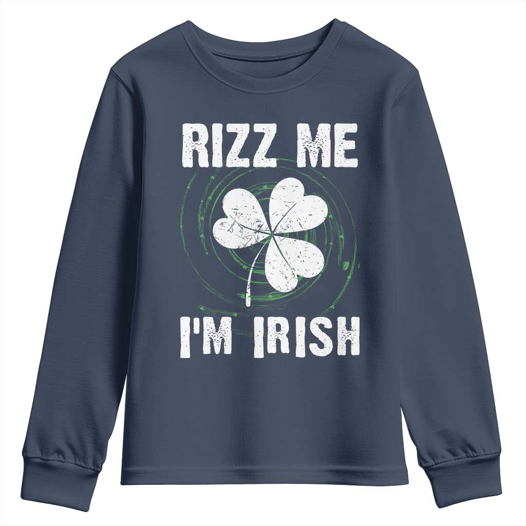 Funny St. Patrick's Day Youth Sweatshirt Rizz Me I'm Irish