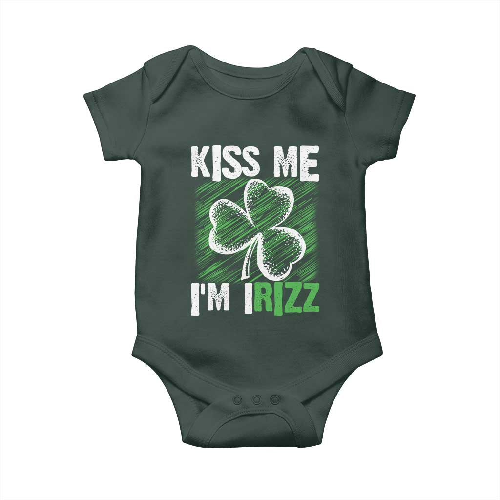 Funny St. Patrick's Day Baby Onesie Kiss Me I'm iRizz Shamrock