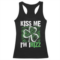Funny St. Patrick's Day Racerback Tank Top Kiss Me I'm iRizz Shamrock