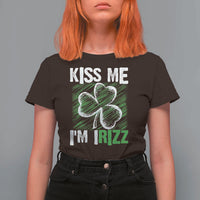 Funny St. Patrick's Day T Shirt For Women Kiss Me I'm iRizz Shamrock