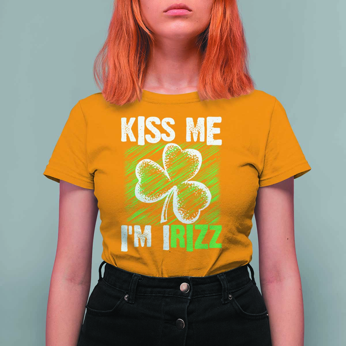 Funny St. Patrick's Day T Shirt For Women Kiss Me I'm iRizz Shamrock