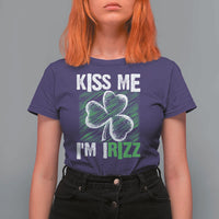 Funny St. Patrick's Day T Shirt For Women Kiss Me I'm iRizz Shamrock