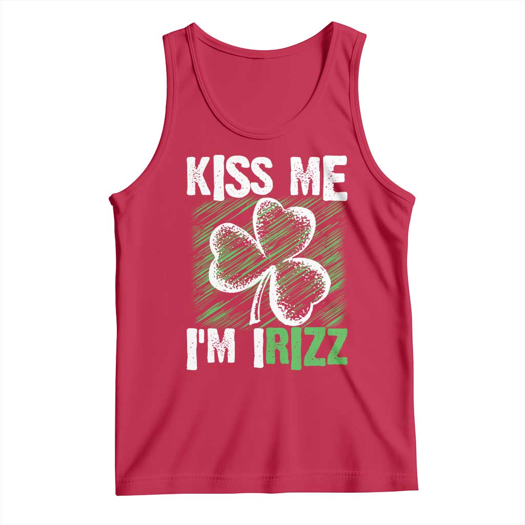 Funny St. Patrick's Day Tank Top Kiss Me I'm iRizz Shamrock