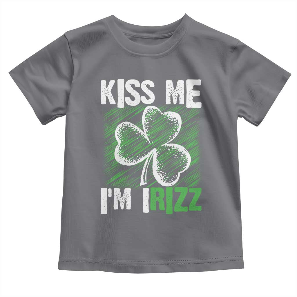 Funny St. Patrick's Day Toddler T Shirt Kiss Me I'm iRizz Shamrock