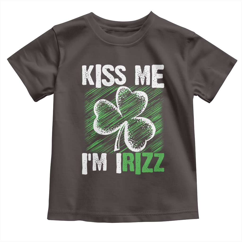 Funny St. Patrick's Day Toddler T Shirt Kiss Me I'm iRizz Shamrock