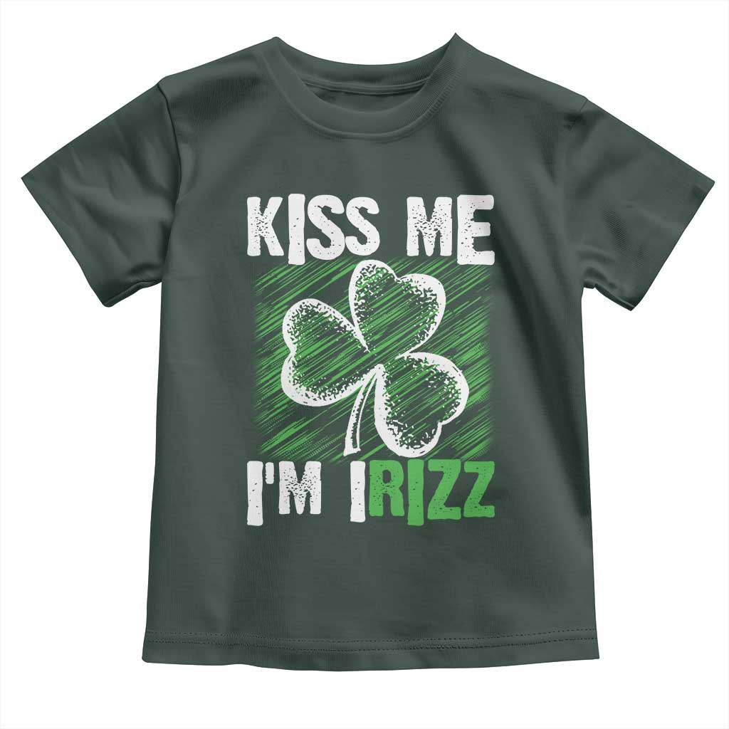 Funny St. Patrick's Day Toddler T Shirt Kiss Me I'm iRizz Shamrock