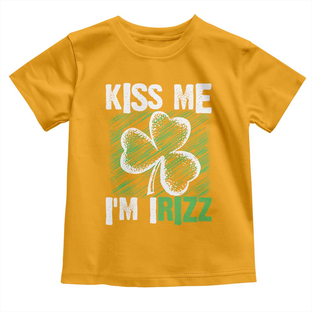 Funny St. Patrick's Day Toddler T Shirt Kiss Me I'm iRizz Shamrock