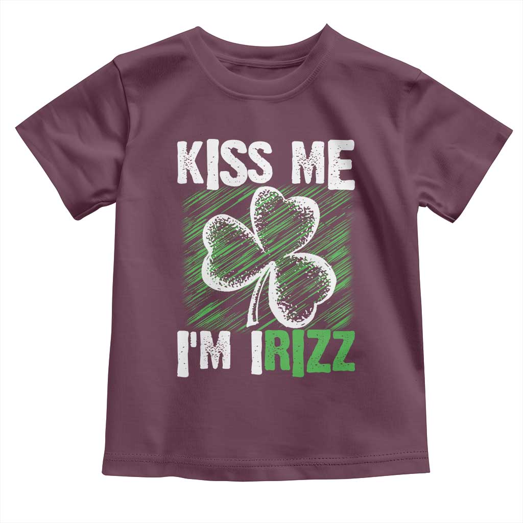 Funny St. Patrick's Day Toddler T Shirt Kiss Me I'm iRizz Shamrock