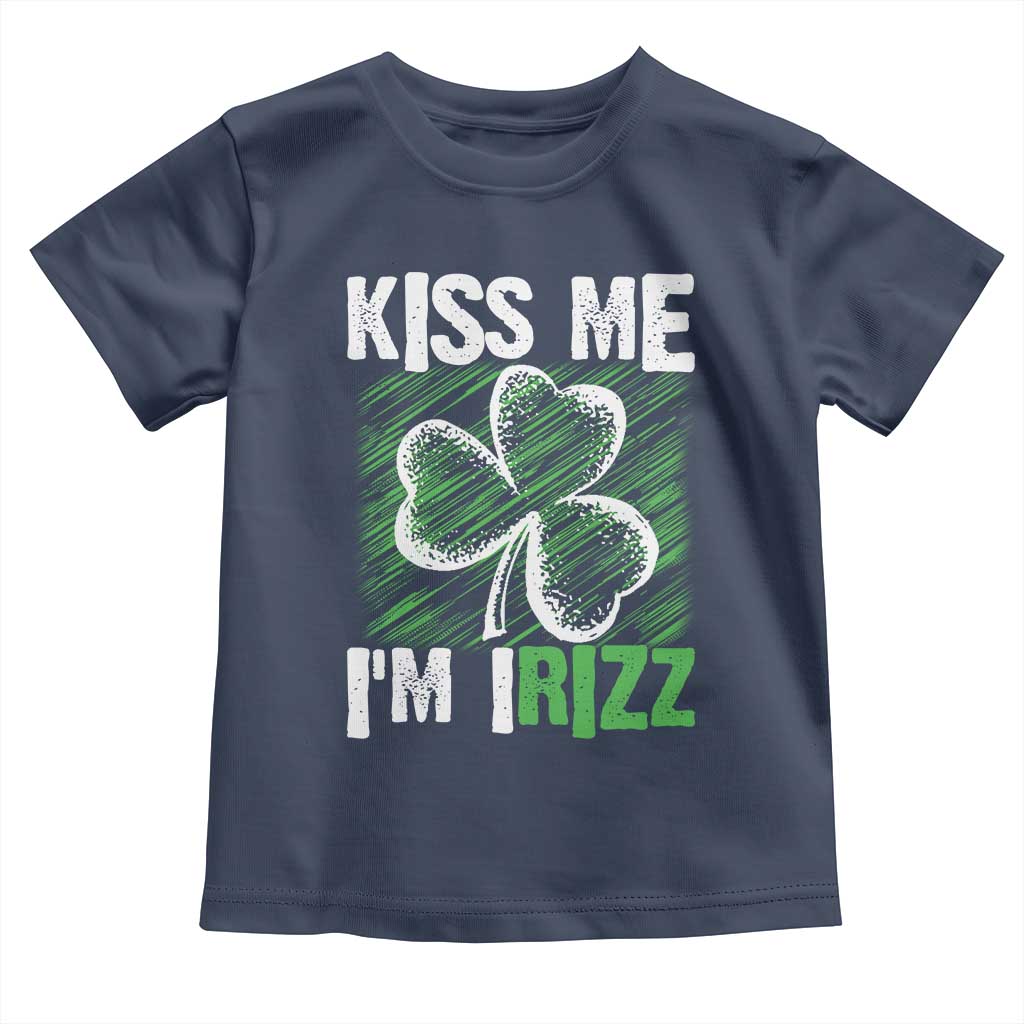 Funny St. Patrick's Day Toddler T Shirt Kiss Me I'm iRizz Shamrock