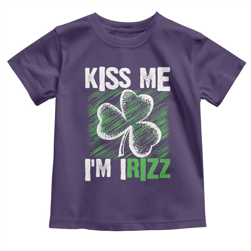 Funny St. Patrick's Day Toddler T Shirt Kiss Me I'm iRizz Shamrock