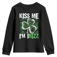 Funny St. Patrick's Day Youth Sweatshirt Kiss Me I'm iRizz Shamrock
