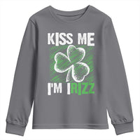 Funny St. Patrick's Day Youth Sweatshirt Kiss Me I'm iRizz Shamrock