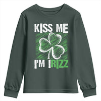 Funny St. Patrick's Day Youth Sweatshirt Kiss Me I'm iRizz Shamrock