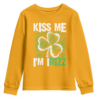 Funny St. Patrick's Day Youth Sweatshirt Kiss Me I'm iRizz Shamrock